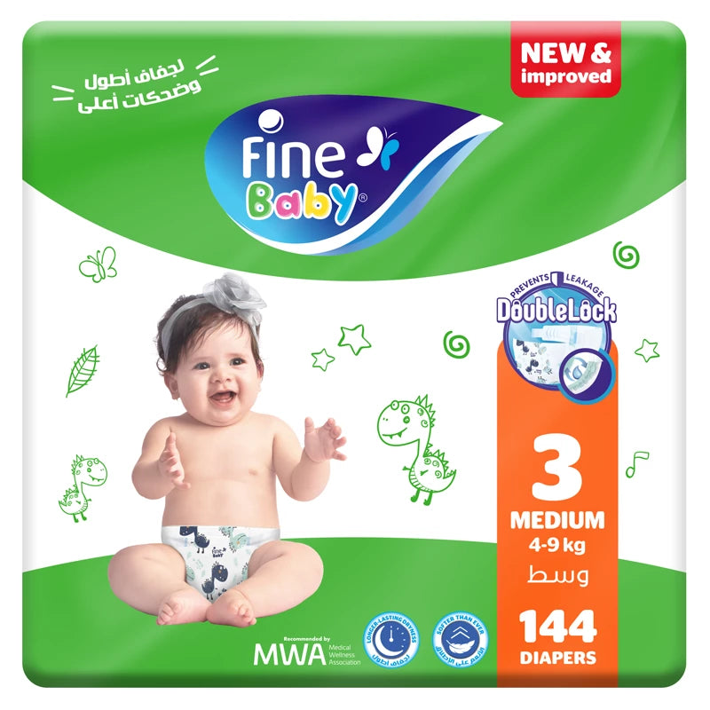 FINE BABY 3 DOUBLE MEGA PACK 144DIAPERS