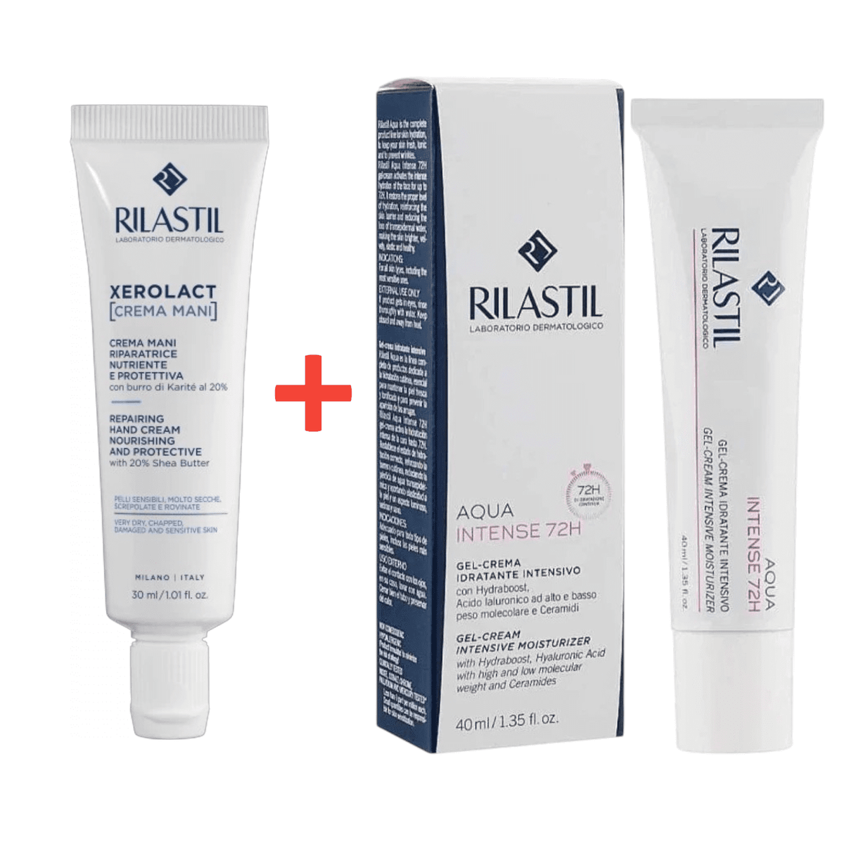 RILASTIL AQUA INTENSE 72H 40ML + XEROLACT REPAIRING HAND CREAM 30ML