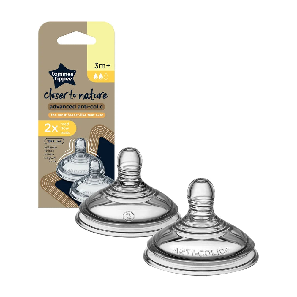 TOMMEE TIPPEE ADVANCED ANTI-COLIC MED FLOW TEAT 3M+ 2PCS