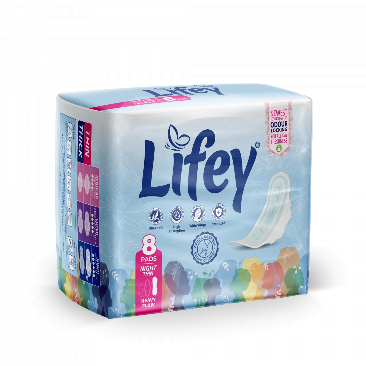 LIFEY NIGHT THICK HEAVY FLOW 8 PADS