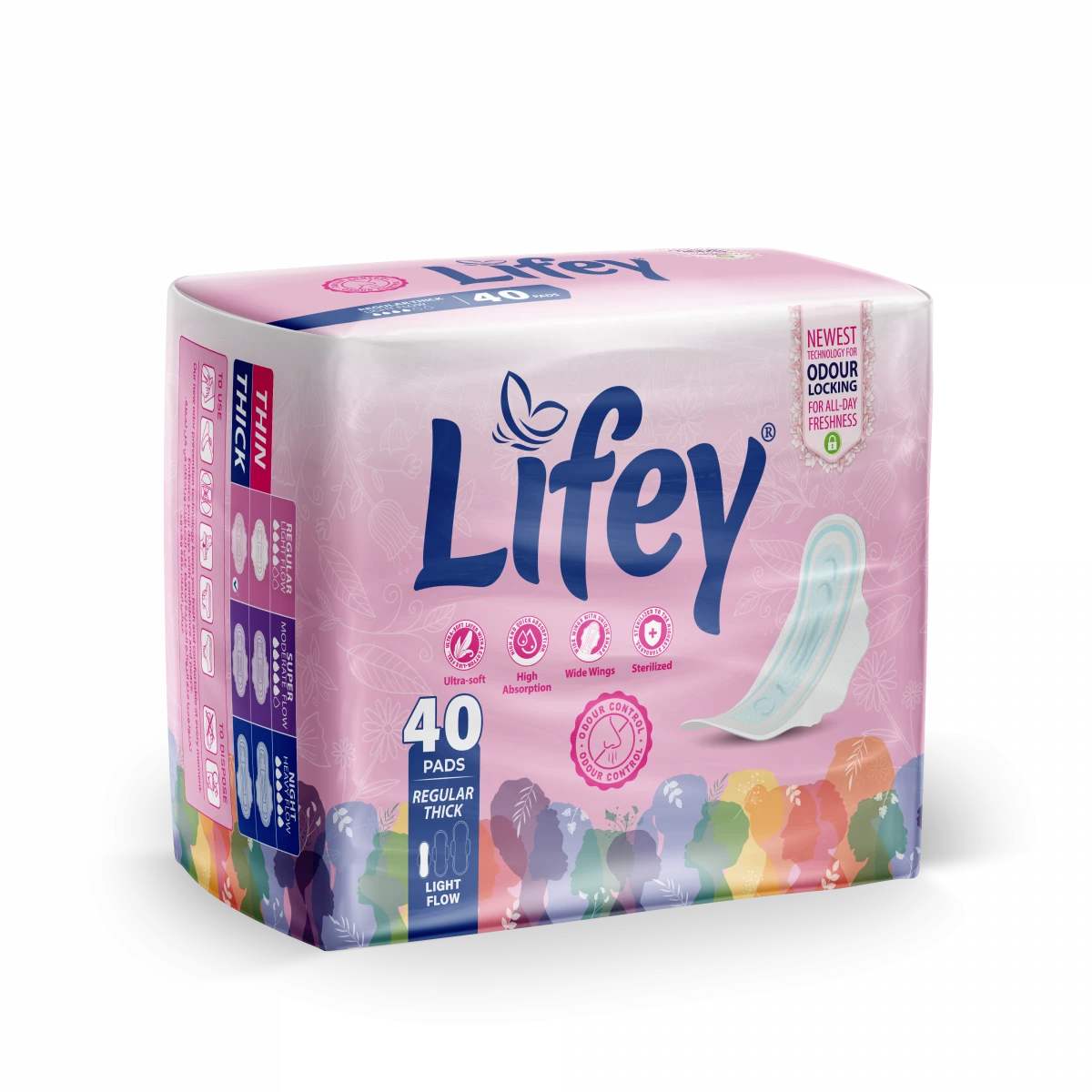 LIFEY REGULAR THICK LIGHT FLOW 40 PADS
