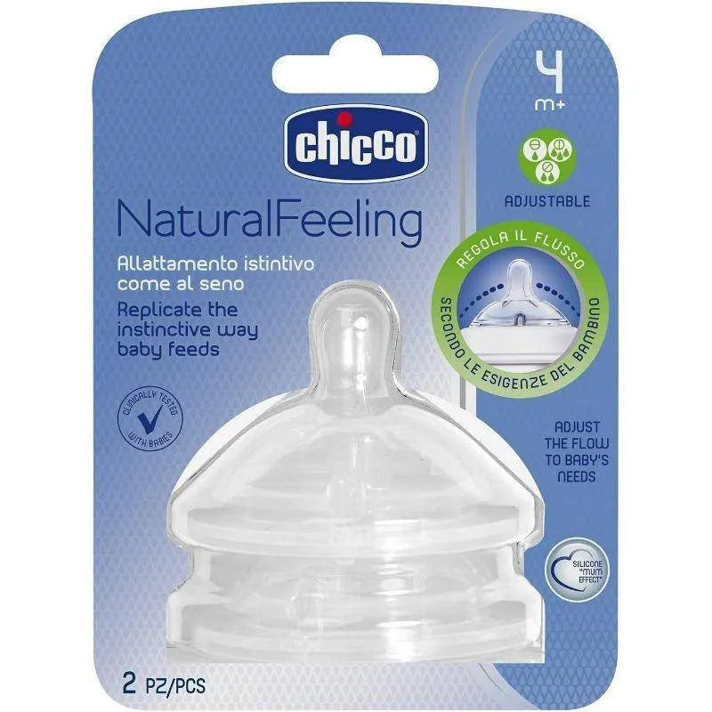 CHICCO NATURAL FEELING ADJUSTABLE FLOW TEAT 4M+ 2PCS
