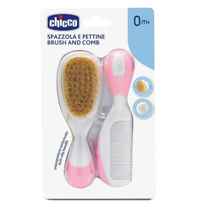 CHICCO BRUSH AND COMB PINK 0M+