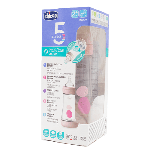 CHICCO 5 PERFECT INTUI-FLOW BOTTLE 2M+ 240ML PINK