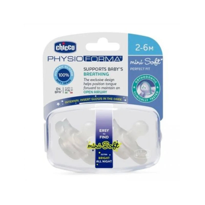 CHICCO MINI SOFT SOOTHER SILICON 2-6M BRIGHT NIGHT