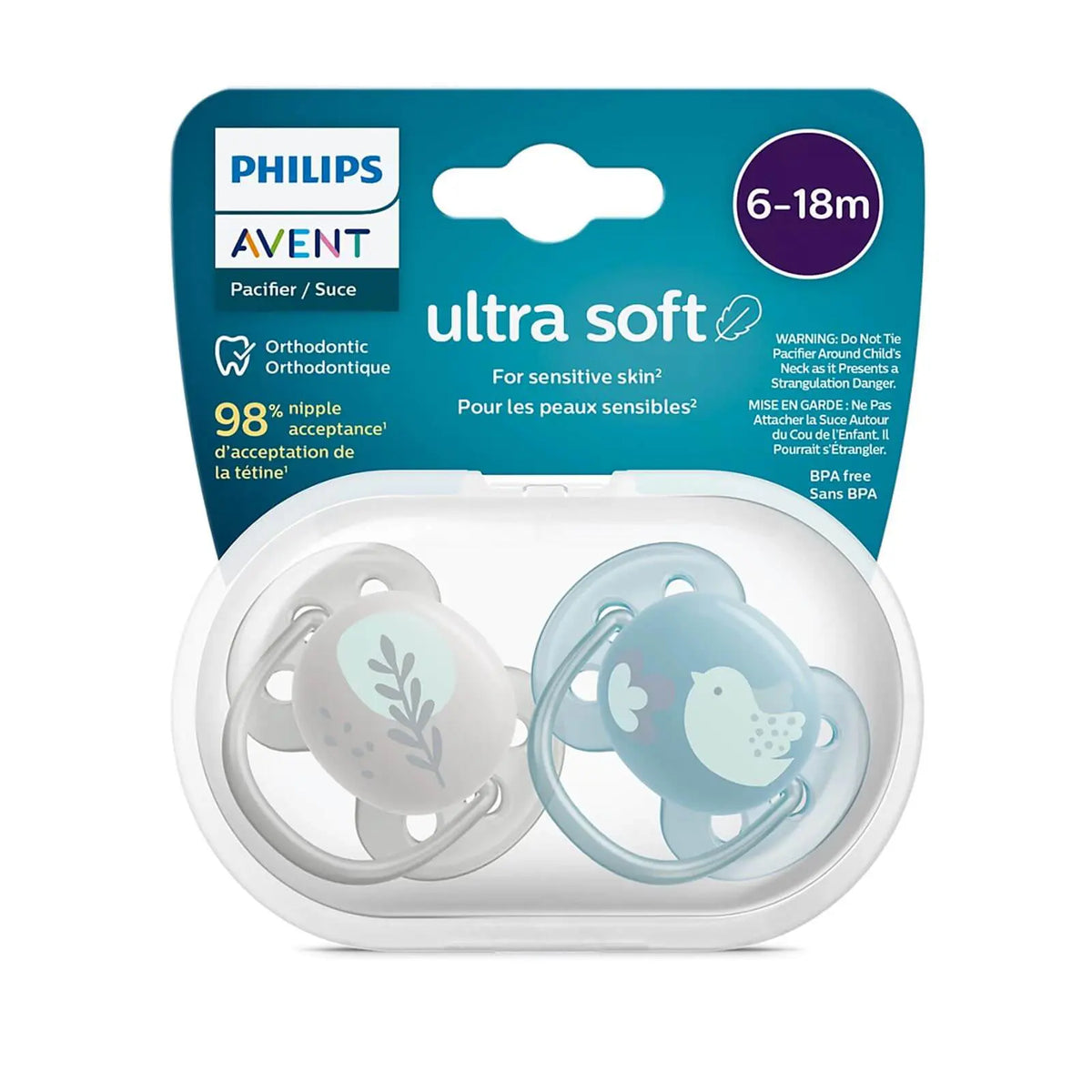 AVENT ULTRA SOFT SOOTHER 6-18M 2PCS BOY