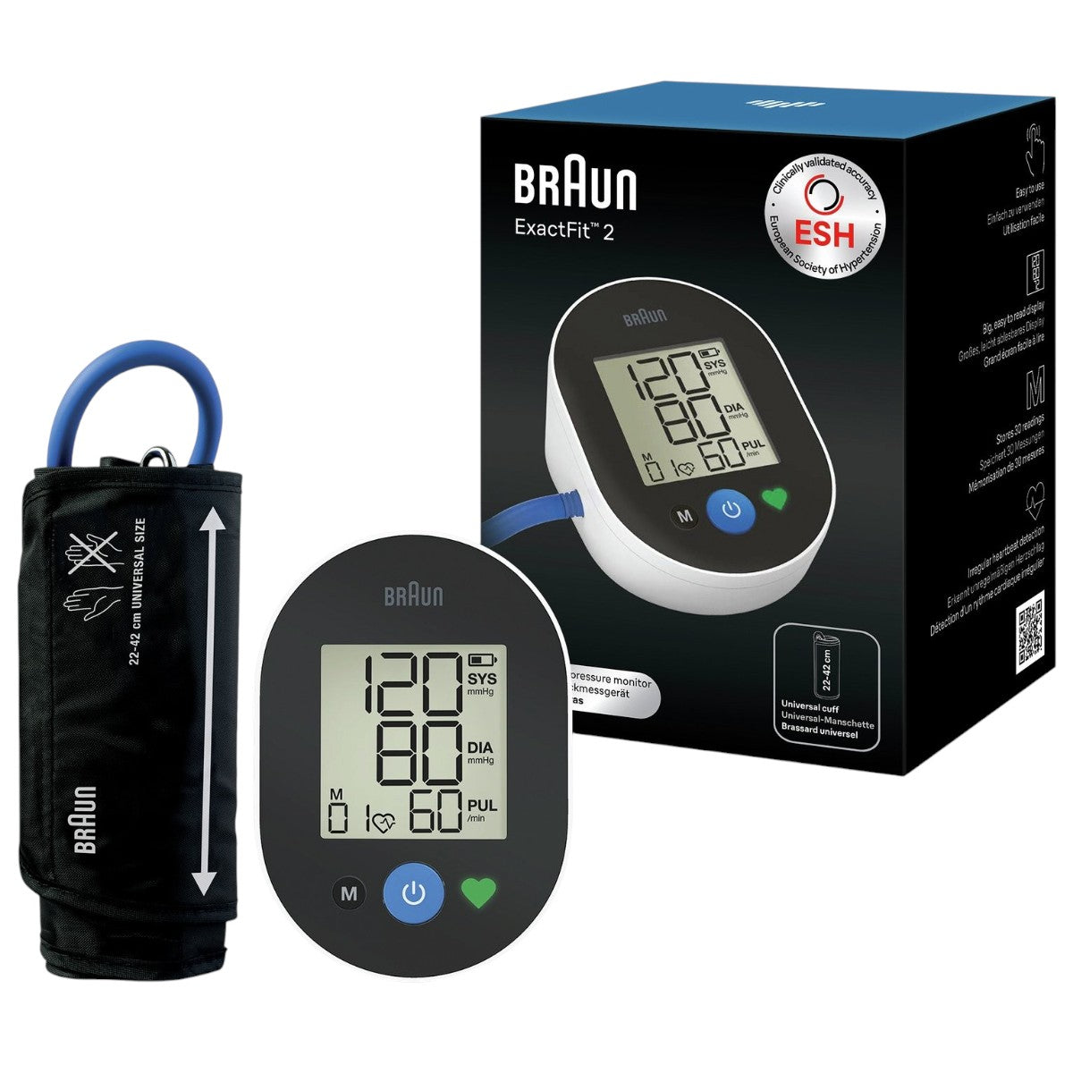 BRAUN EXACTFIT 2 UPPER ARM BLOOD PRESSURE MONITOR