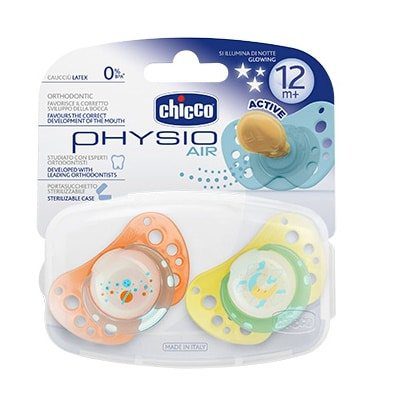CHICCO PHYSIO AIR GLOWING SOOTHER 4M+ 2 PCS