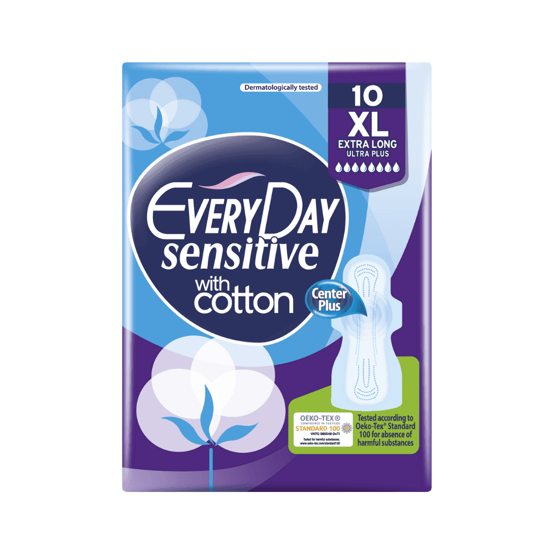 EVERYDAY SENSITIVE WITH COTTON XL EXTRA LONG ULTRA PLUS 10PCS