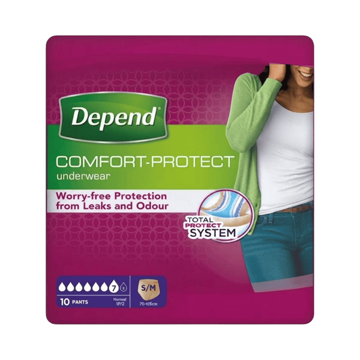 DEPEND UNDERWEAR FOR WOMEN S-M 10 PANTS