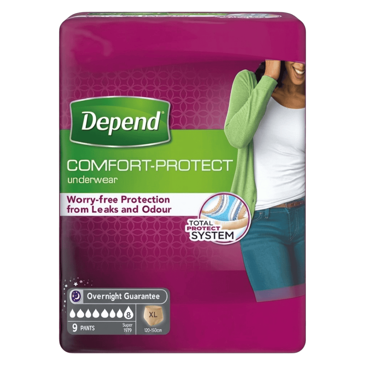 DEPEND UNDERWEAR FOR WOMEN XL 9 PANTS