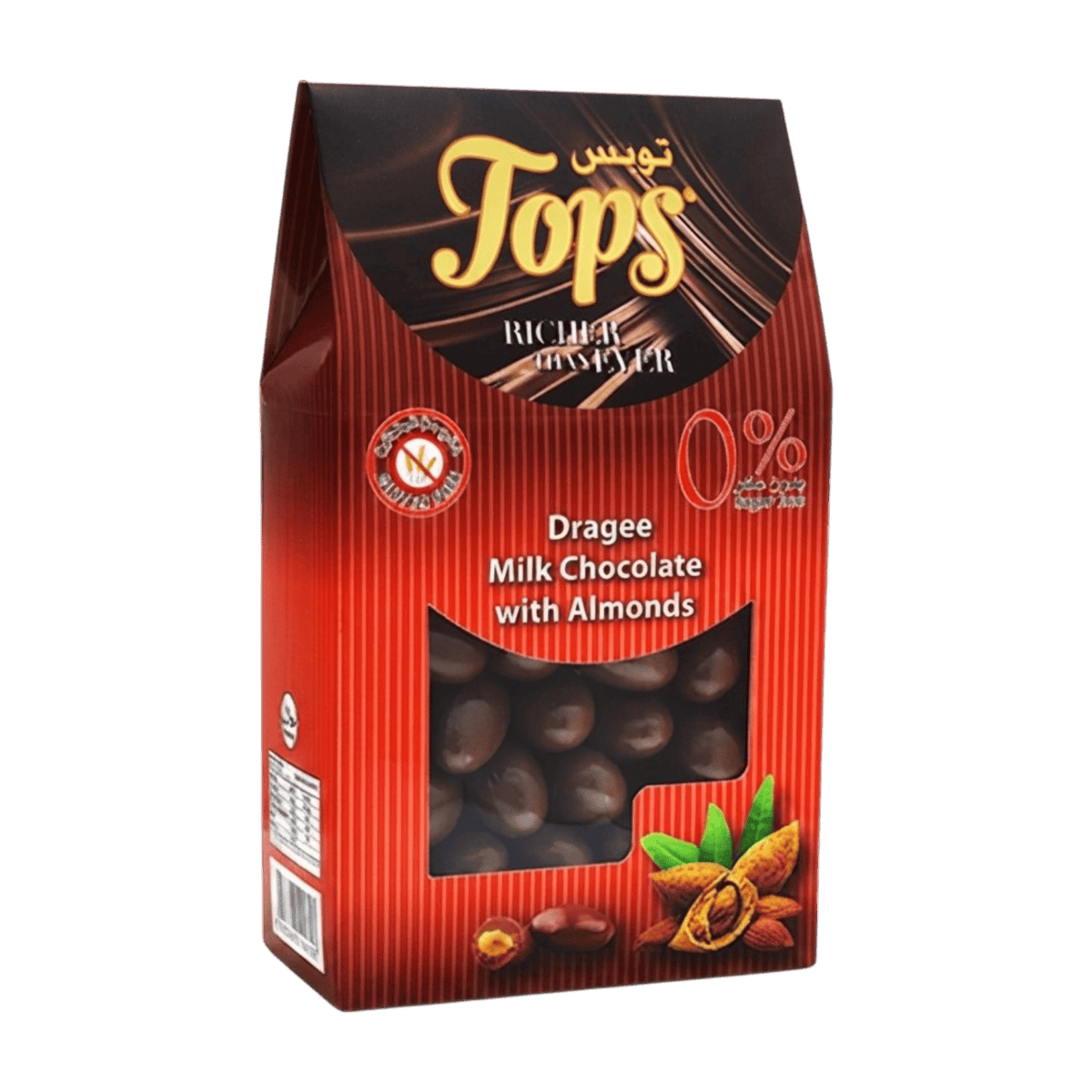TOPS ALMONDS COVERED WITH DARK CHOCOLATE 175G
