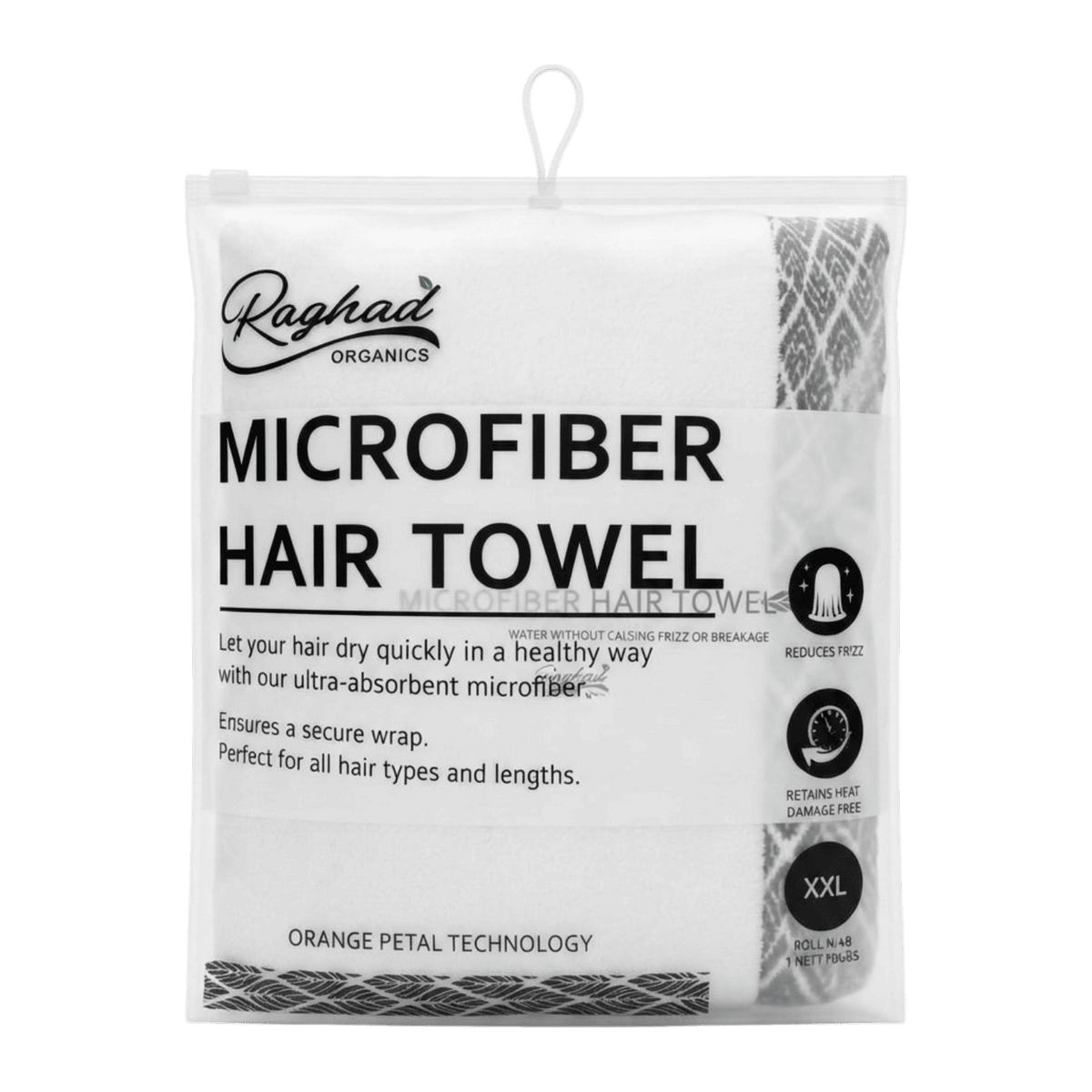 RAGHAD ORGANICS MICROFIBER HAIR TOWEL 120*70CM