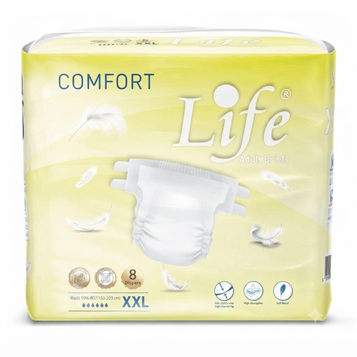 LIFE ADULT BRIEFS XXL 8 DIAPERS