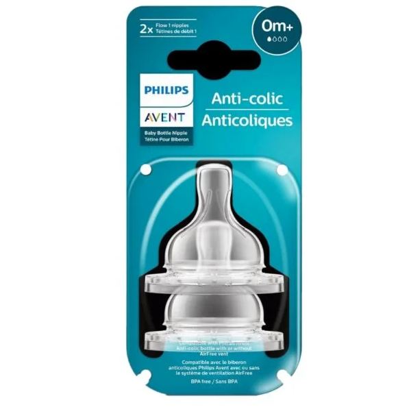AVENT ANTI COLIC TEAT 0M+ 2PCS