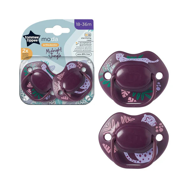 TOMMEE TIPPEE MODA MIDNIGHT JUNGLE SOOTHER 18-36M 2PCS Pعقحمث