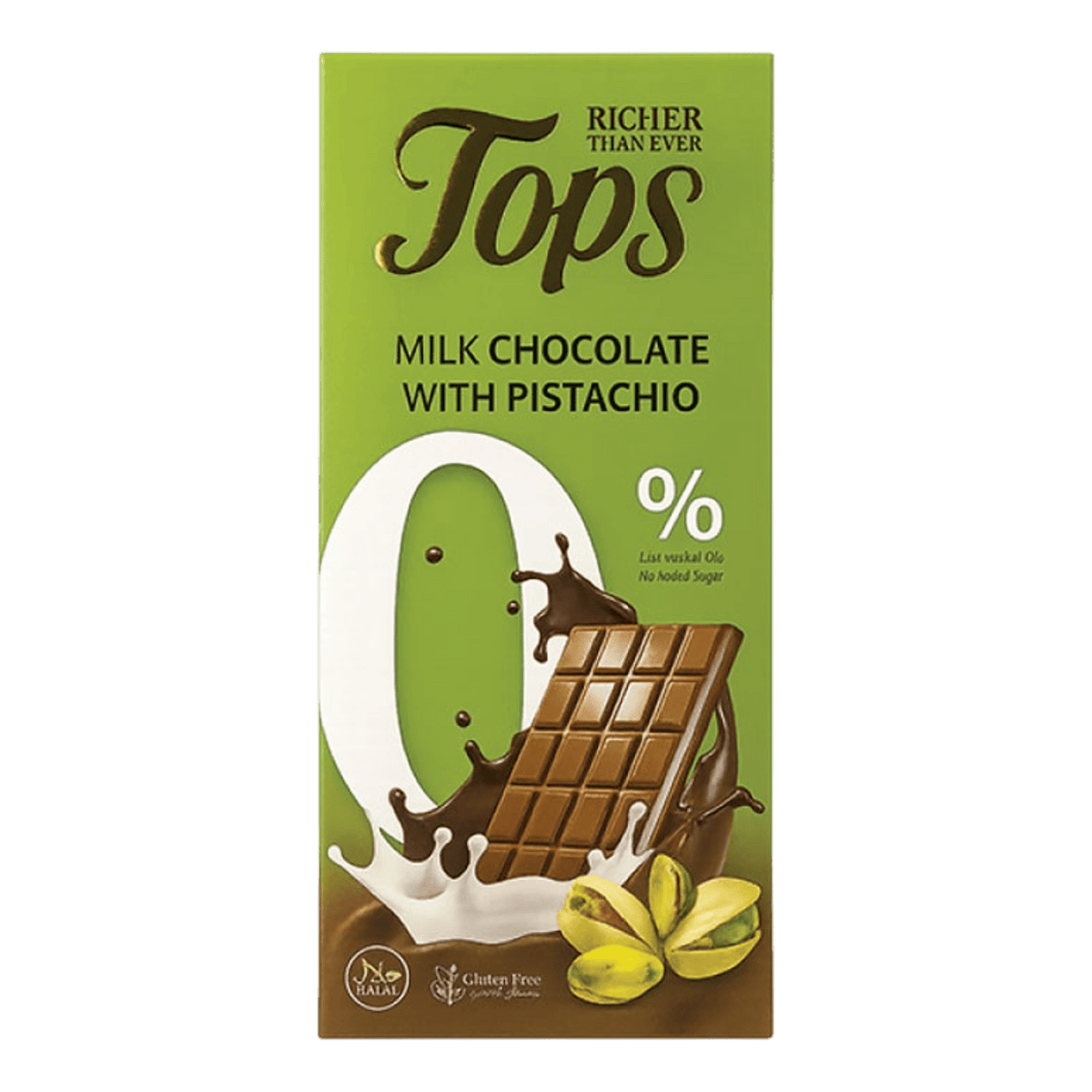 TOPS MILK CHOCOLATE WITH PISTACHIO 50G