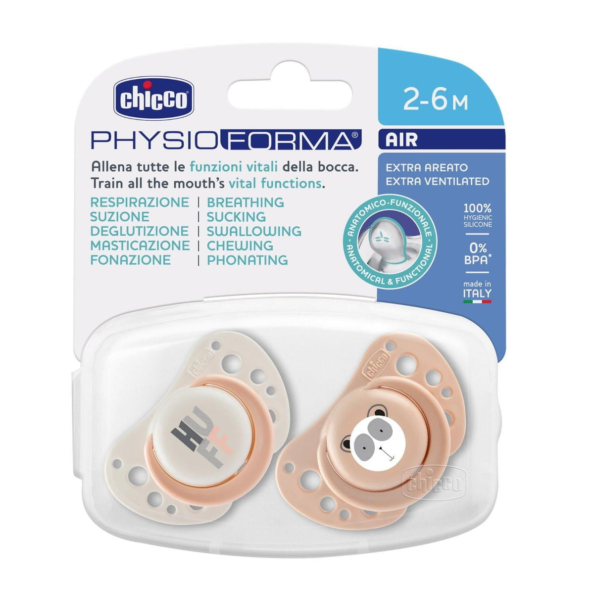 CHICCO PHYSIO FORMA AIR SOOTHER 2-6M 2PCS PINK