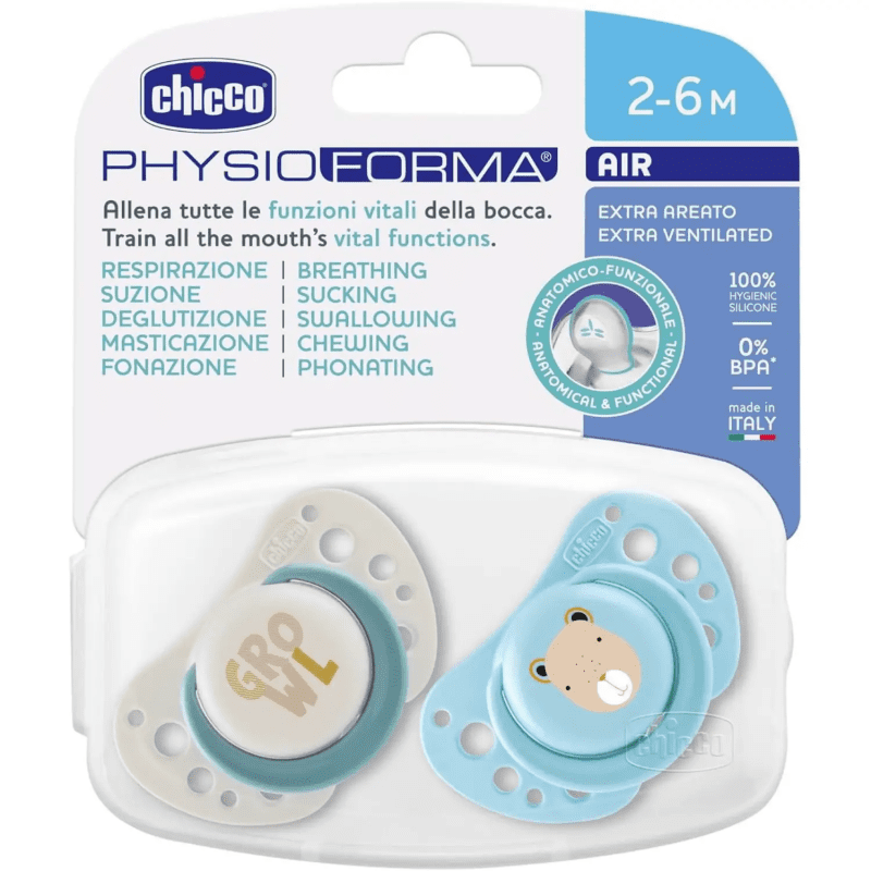 CHICCO PHYSIO FORMA AIR SOOTHER 2-6M 2PCS BLUE