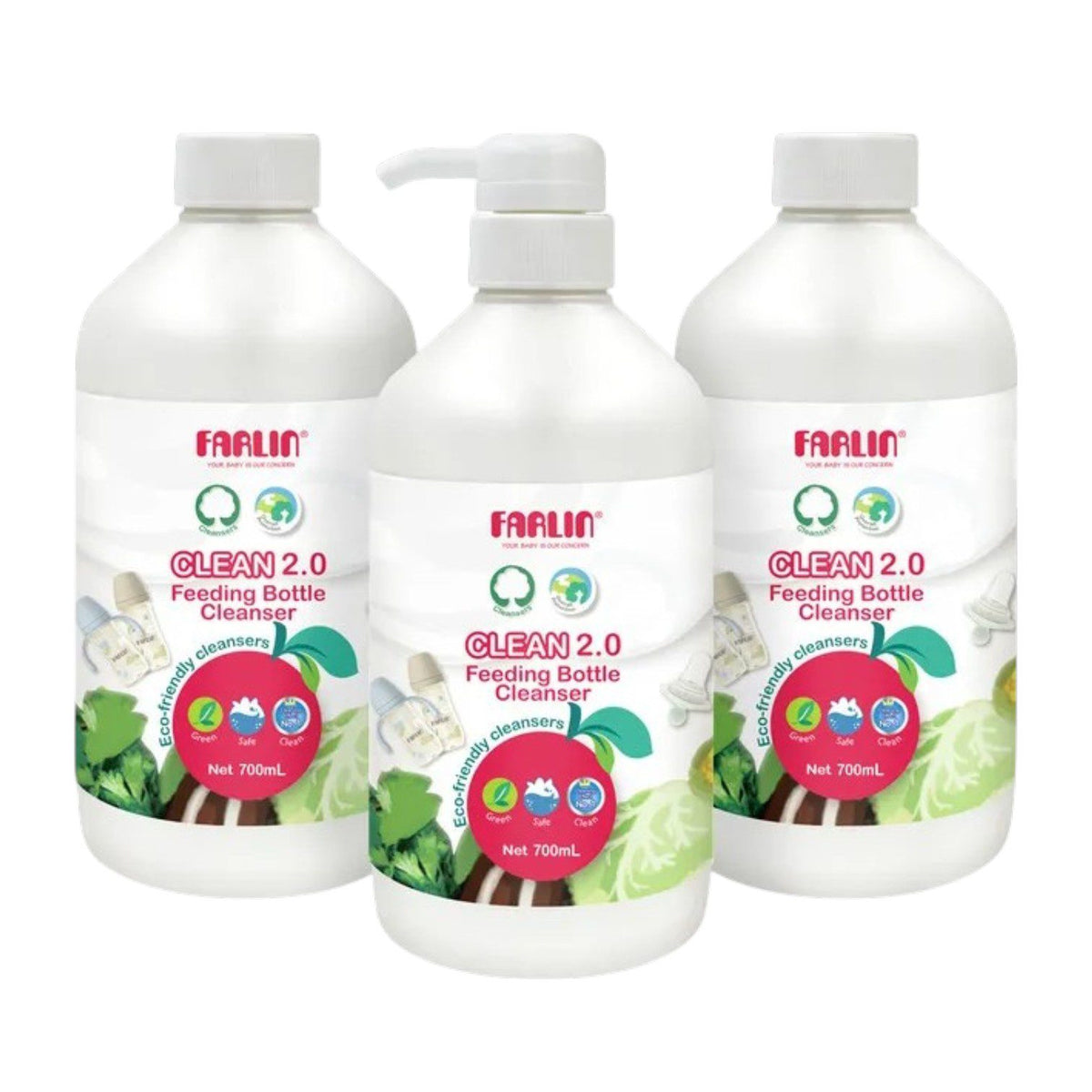 FARLIN CLEAN 2.0 BABY BOTTLE WASH SET 2+1