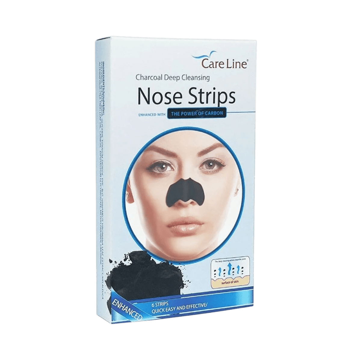 CARE LINE NOSE STRIPS CHARCOAL 6 STRIPS