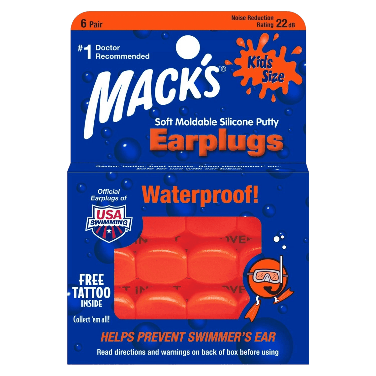MACKS KIDS SIZE EARPLUGS 6 PAIR