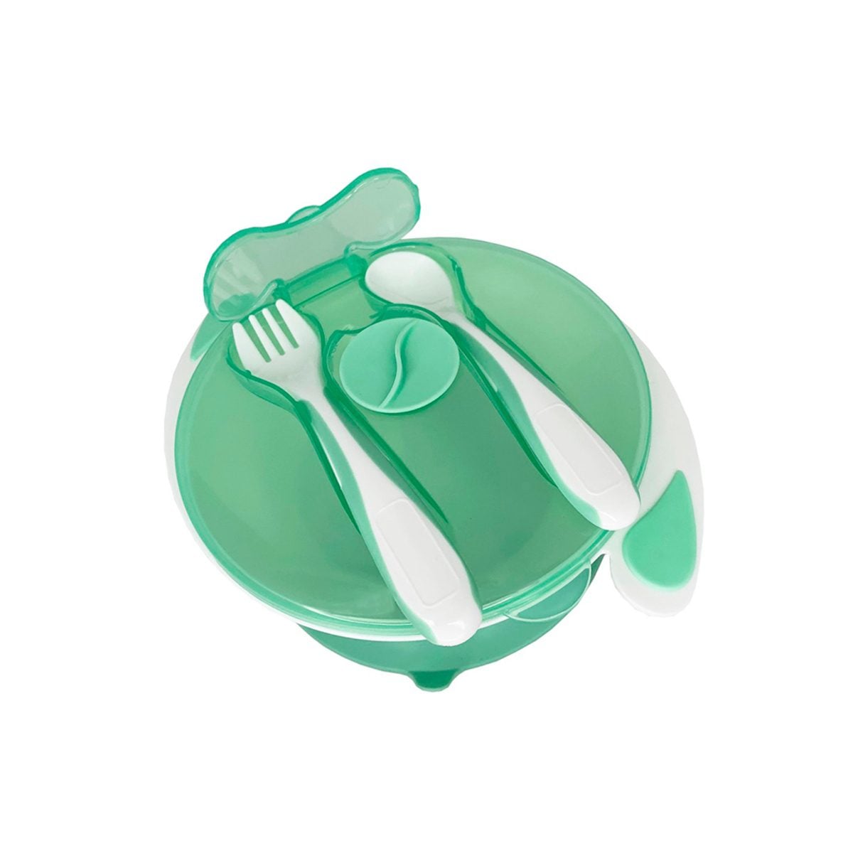 MUMLOVE BABY SUCTION POEI صحن مع ملعقه