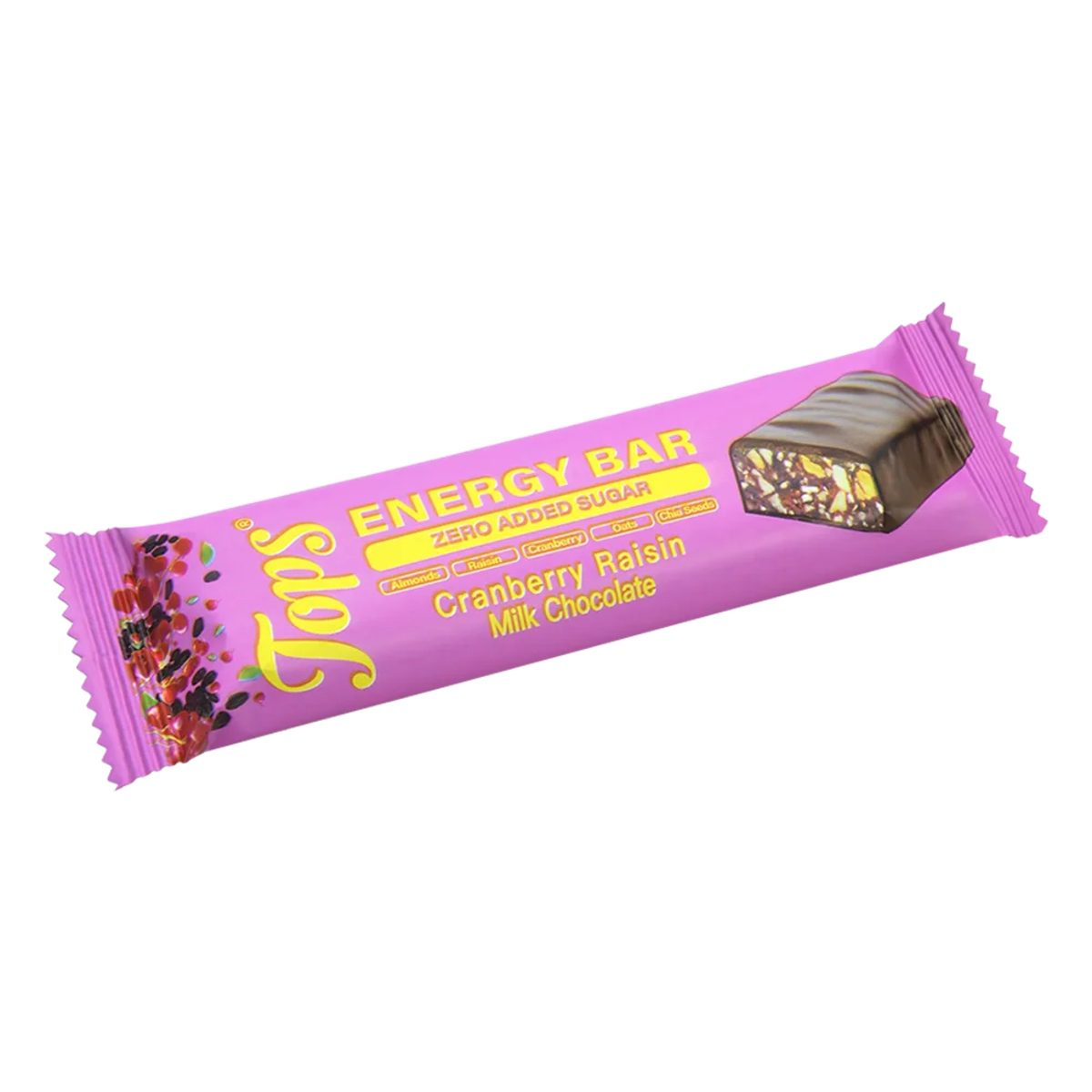 TOPS ENERGY BAR CRANBERRY RAISIN MILK CHOCOLATE 50G