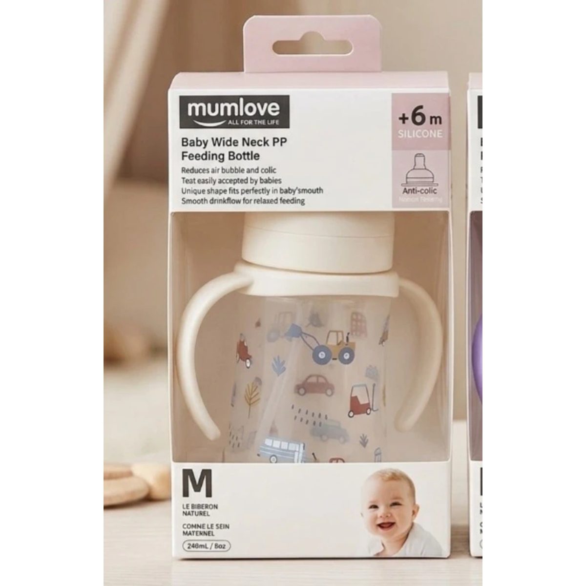 MUMLOVE ANTI-COLIC HANDLE BOTTLE 240ML +6M