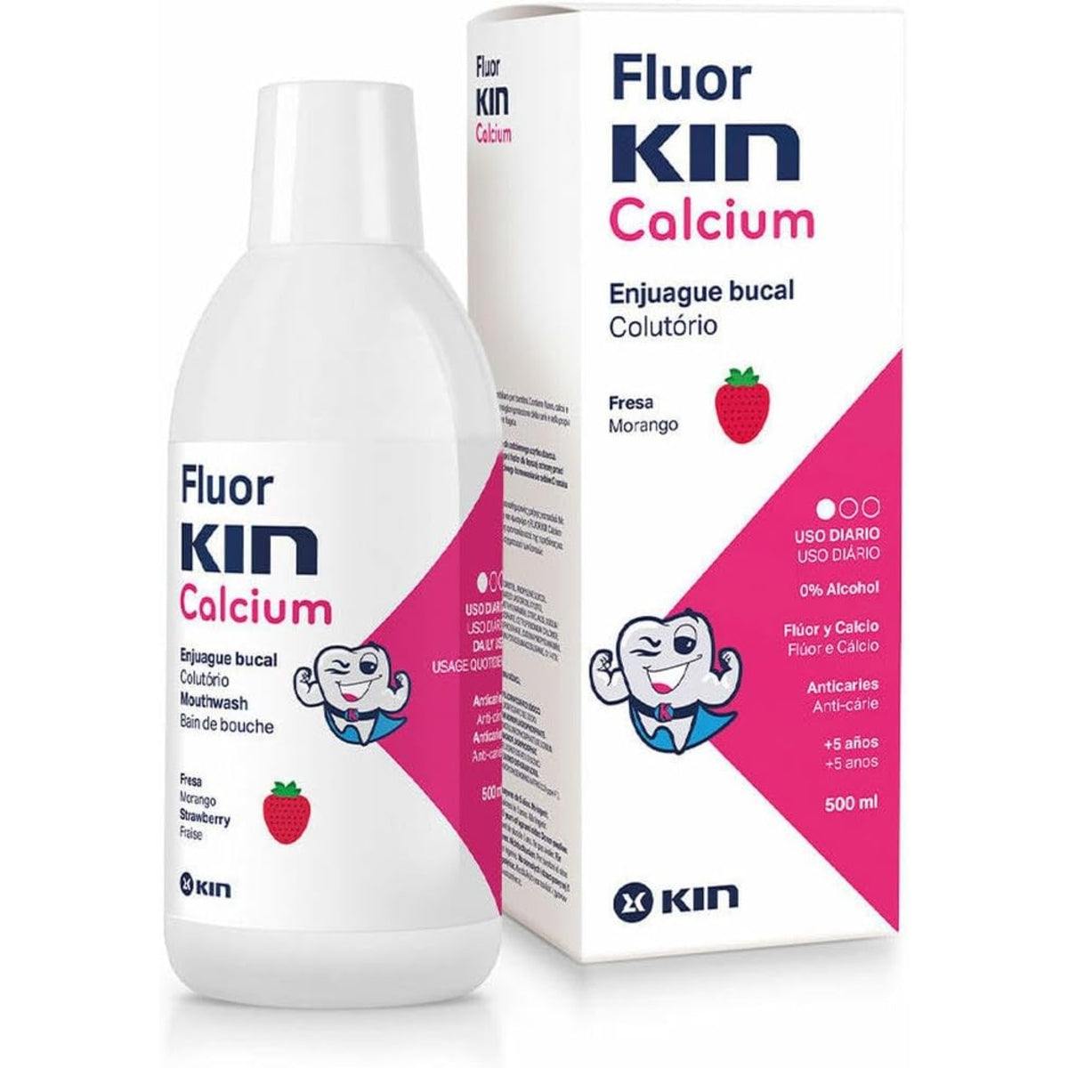 KIN FLUOR CALCIUM STRAWBERRY FLAVOR M.W 500ML