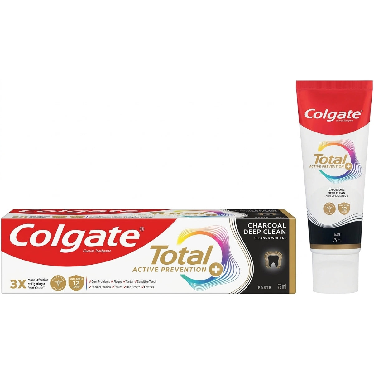 COLGATE TOTAL ACTIVE PROTECTION DEEP CLEAN CHARCOAL T.P 75ML