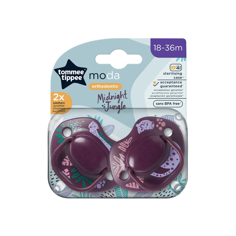 TOMMEE TIPPEE MODA MIDNIGHT JUNGLE SOOTHER 18-36M 2PCS Pعقحمث