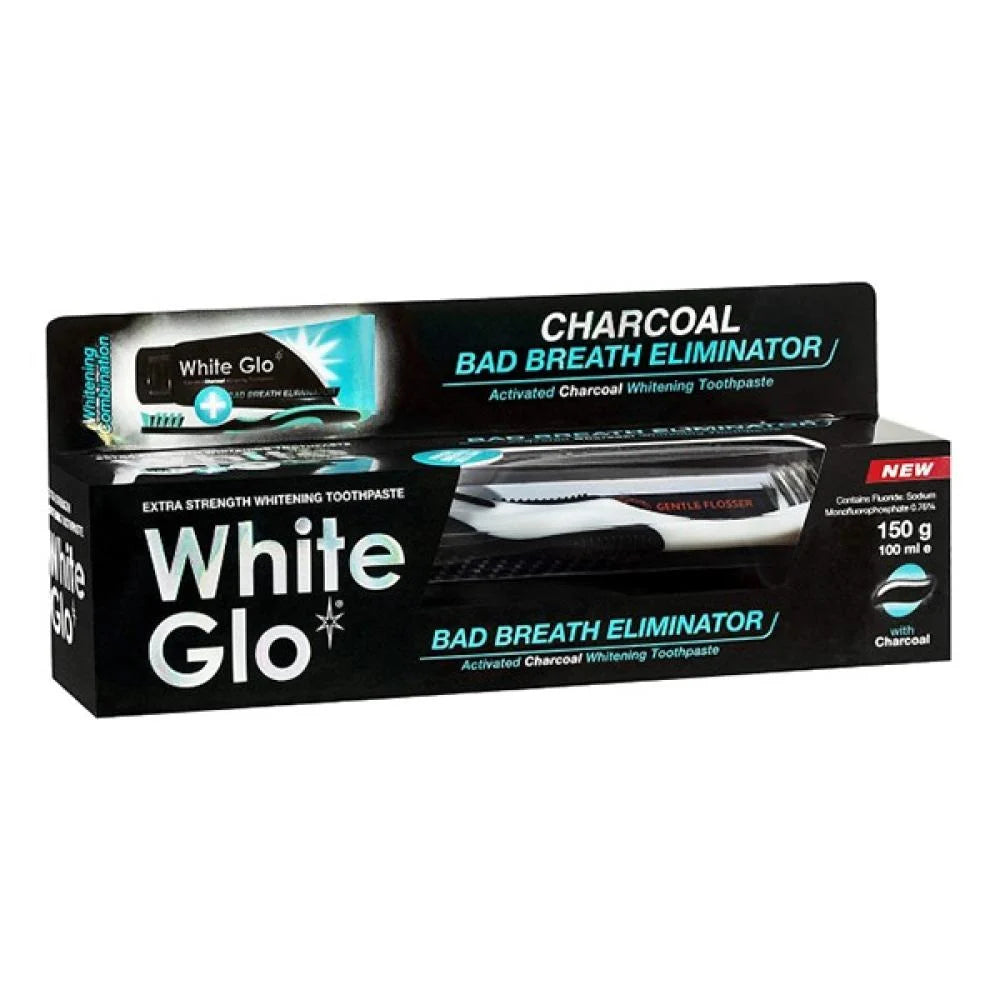 WHITE GLO CHARCOAL BAD BREATH ELIMINATOR T.P 150G