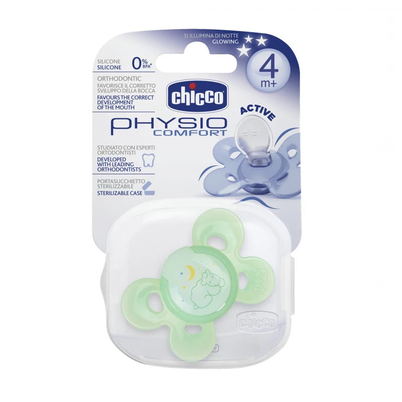 CHICCO PHYSIO COMFORT SOOTHER SILICONE 4+ GLOWING