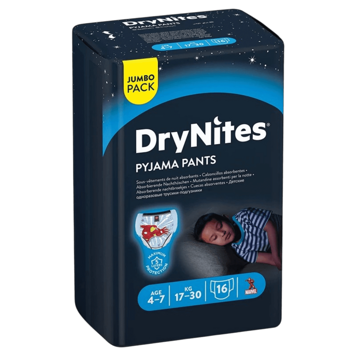DRYNITES BOY 4-7YRS 17-30KG 16 DIAPERS