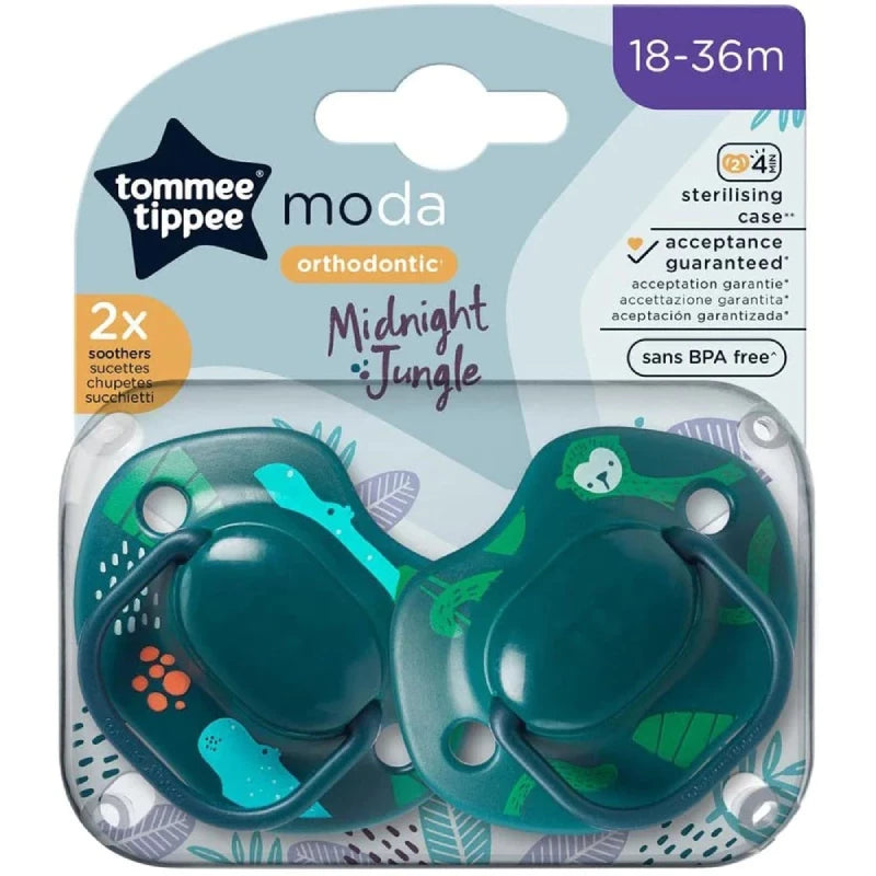 TOMMEE TIPPEE MODA MIDNIGHT JUNGLE SOOTHER18-36M 2PCS GREEN