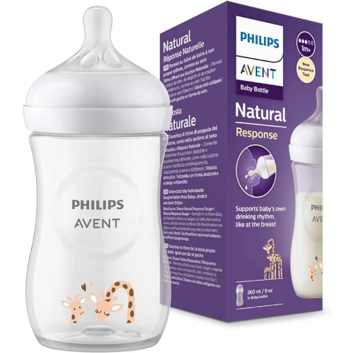 AVENT NATURAL BOTTLE 260ML GIRAFFE