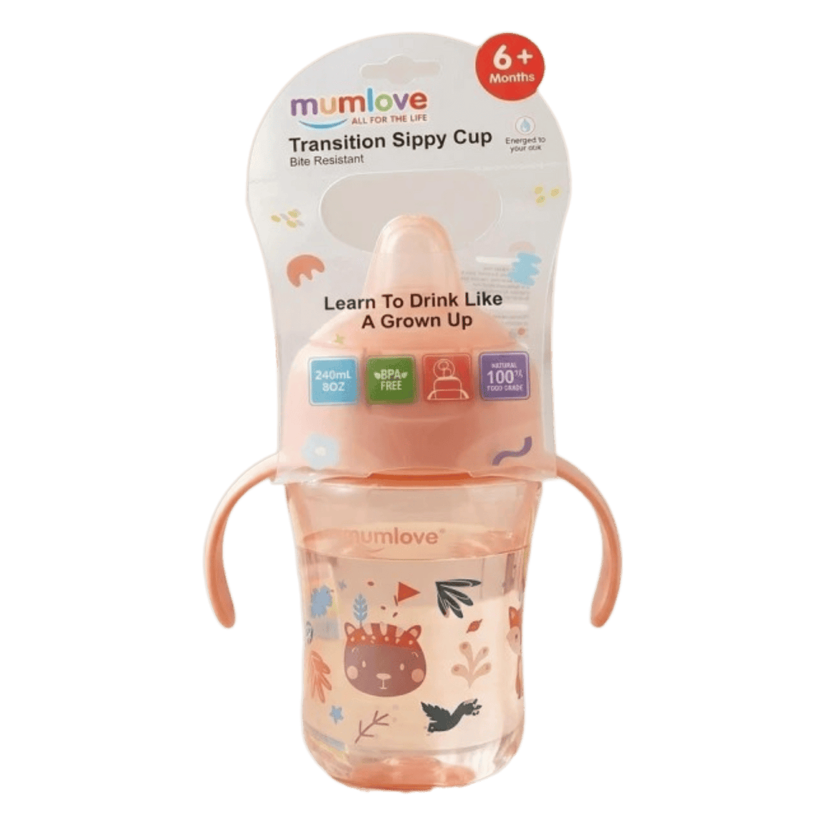 MUMLOVE 240ML كاسه مع حلمه ملون
