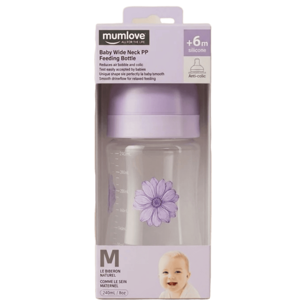 MUMLOVE ANTI-COLIC BOTTLE 240ML +6M