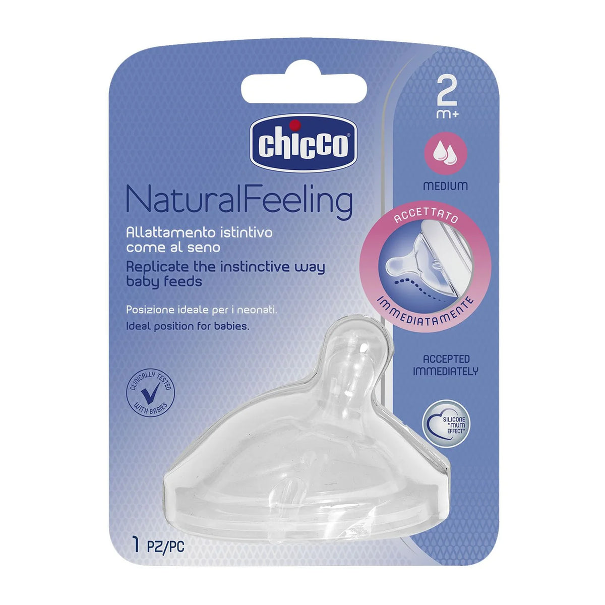 CHICCO NATURAL FEELING MEDIUM FLOW TEAT 2M+ 1PC