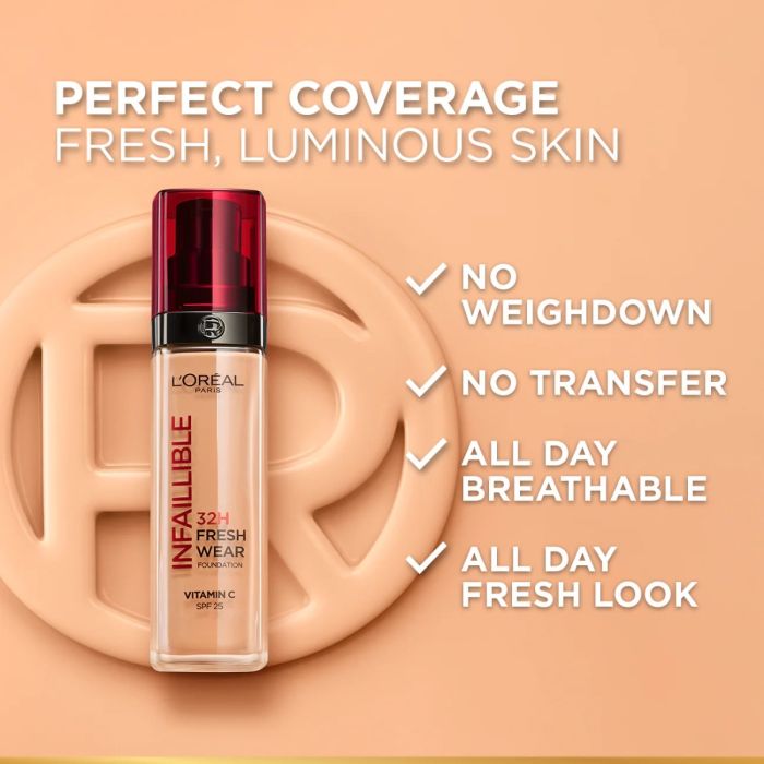 L-OREAL PARIS INFALLIBLE 24H FRESH WEAR FOUNDATION 120 VANILLA 30 ML