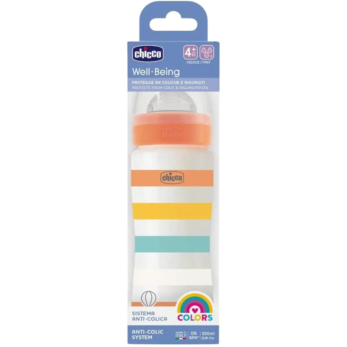CHICCO WELL-BEING BOTTLE COLORS ORANGE 4M+ 330ML