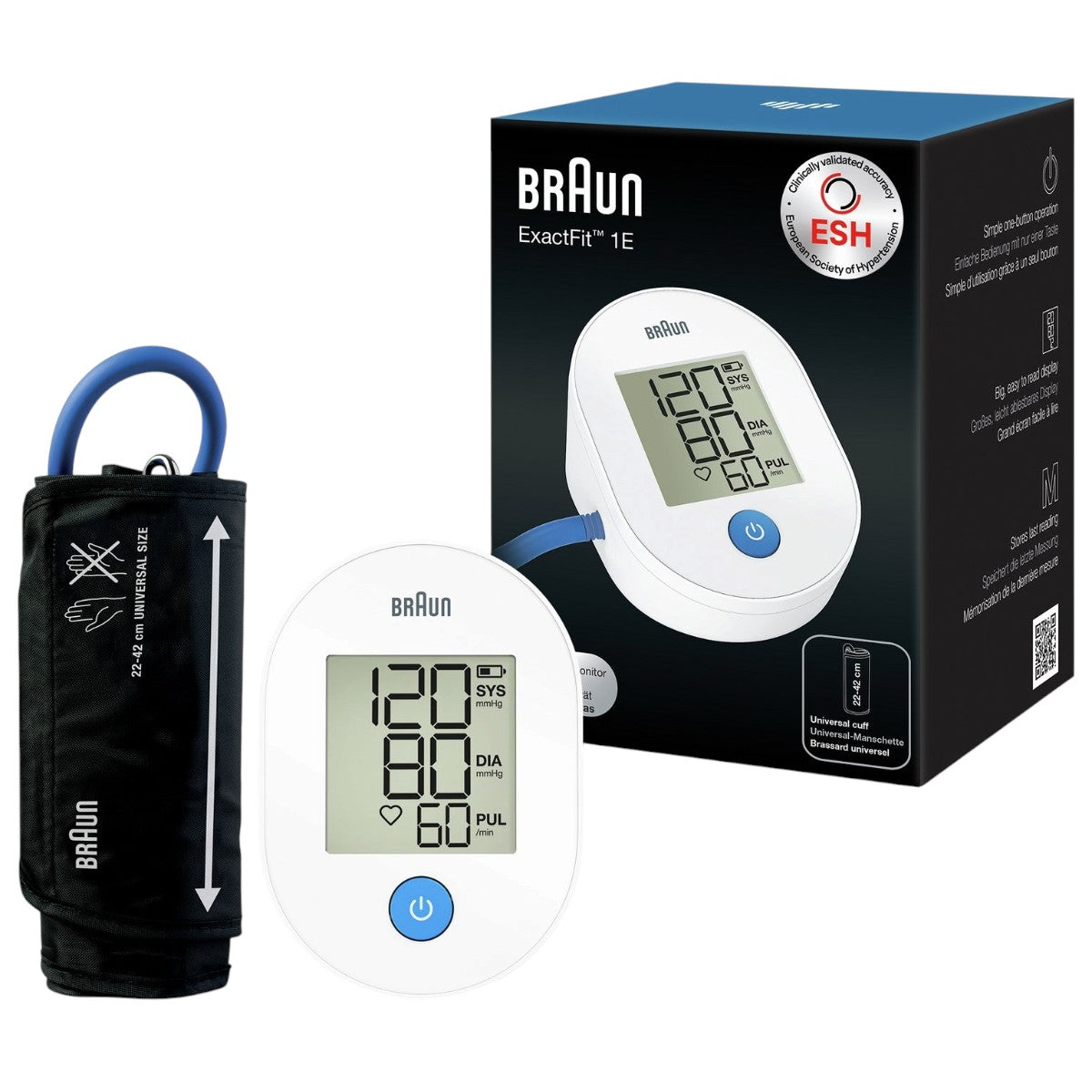BRAUN EXACTFIT 1E UPPER ARM BLOOD PRESSURE MONITOR