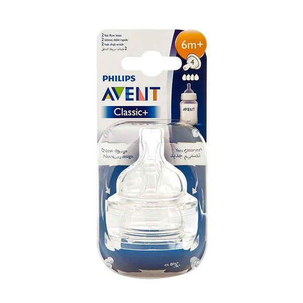 AVENT CLASSIC TEAT 6M+ 4 HOLES 2PCS
