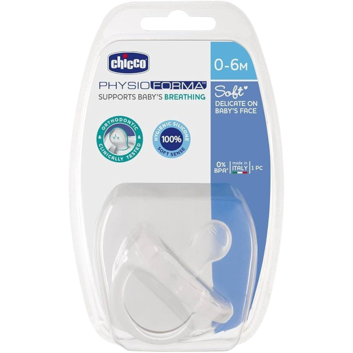 CHICCO PHYSIO FORMA SOOTHER SOFT 0-6M 1PCS BLUE