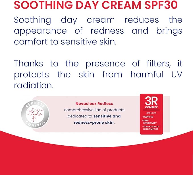 NOVACLEAR REDLESS SOOTHING DAY CREAM SPF30 50ML