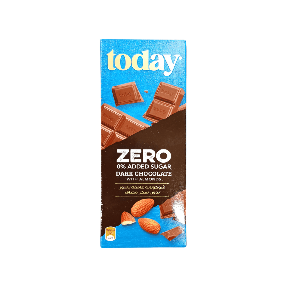 TODAY DARK CHOCOLATE WITH ALMOND ZERO SUGAR 60G