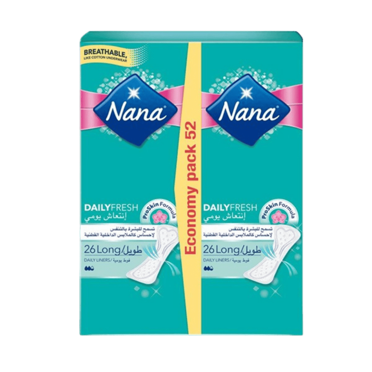 NANADAILY FRESH LONG PANTYLINER 2*26PCS