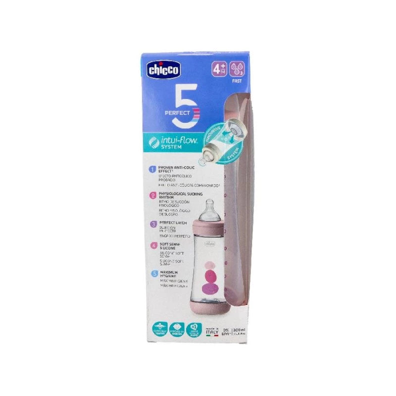 CHICCO 5 PERFECT INTUI-FLOW BOTTLE 4M+ 300ML PINK