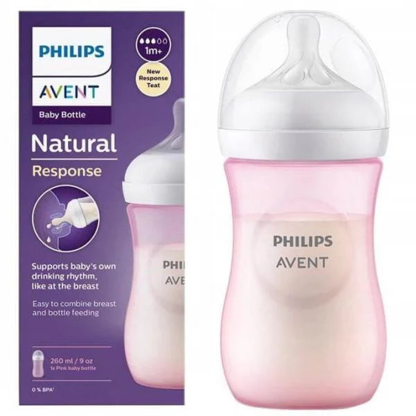 AVENT NATURAL RESPONSE BOTTLE 260ML PINK